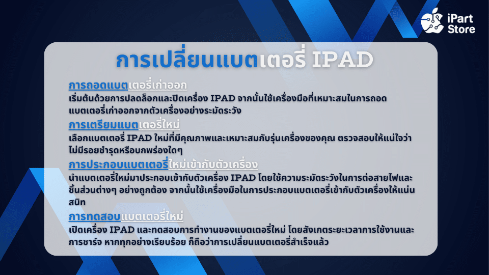 การเปลี่ยนแบตเตอรี่ iPad